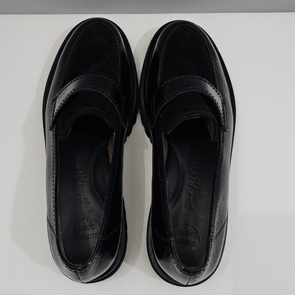 Paul Green Black Leather and Suede Lug Sole Loafers - Picture 9 of 13